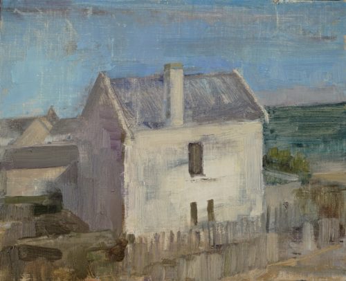 Beth Bernhardt, "A House by the Sea", 2020, oil on linen mounted on wood, 8.6 x 10.6 in., Courtesy of the Artist