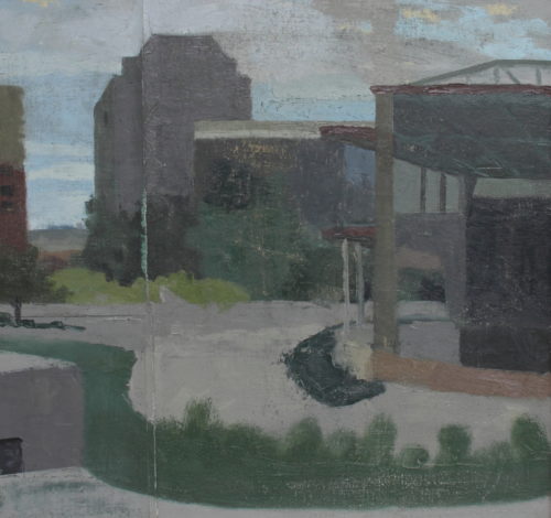 Laura Vahlberg, "Elmwood", 2019, Oil on 4 Pieces of Canvas on Panel, 15.25" x 16", Courtesy of the Artist