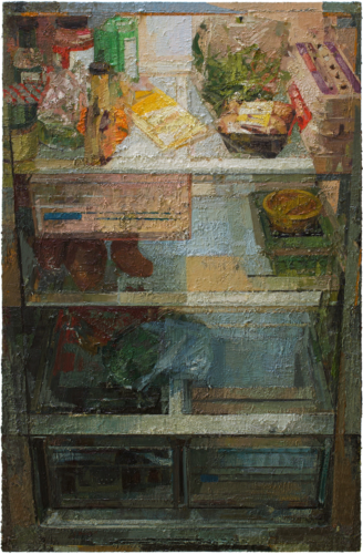 Zoey Frank, "Refrigerator", 2019, oil on panel, 40 x 26 in. Courtesy of the Artist.