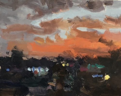 Anh Nguyen, "Christmas Lights", 2020, oil on panel, 9 x12 in. Courtesy of the Artist.