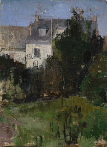 Beth Bernhardt, "November in the Garden", 2020, oil on linen mounted on wood, 12 x 16 in. , Courtesy of the Artist