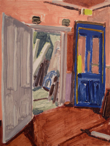 Tessa G. O'Brien, "Blue Door", 2020, oil on panel, 6 x8 in. Courtesy of Elizabeth Moss Galleries