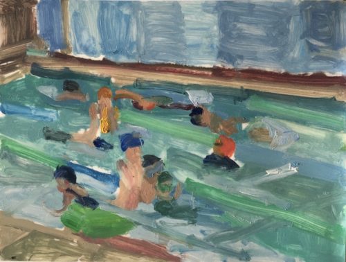 Anh Nguyen, "Swimming Lessons (Red Cap)", 2020, oil on Yupo mounted on board, 9 x 12 in. Courtesy of the Artist.