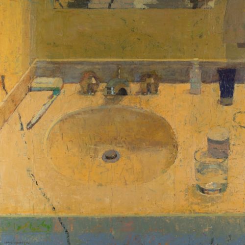 Chris Liberti, "Inevitable Sink", 2016, oil on wood, 15x15 in. Courtesy of the Artist