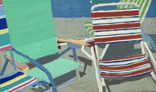 Mitchell Johnson "Five Chairs (Spider)," 2021 16x27 inches oil/linen. Courtesy of the artist.