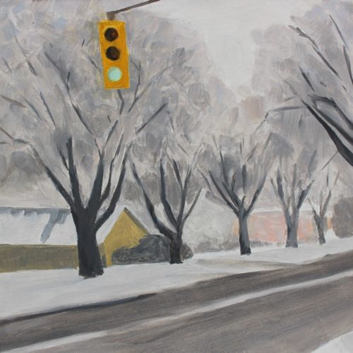 Loraine Stephanson, "Green Light", 2019, Oil on Archival Panel, 6" x 6", Courtesy of the Artist