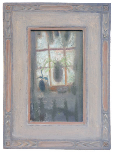 Alex Cohen, "Spiderplant", 2020, oil on board, cast carved frame, 10"x6", Courtesy of the Artist.